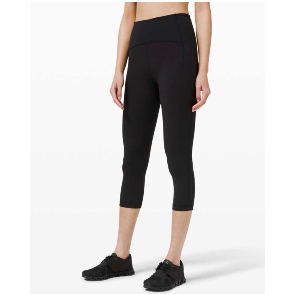 Lululemon Leggings Womens 8 Black Swift Speed High Rise Crop 21" Athletic Gym